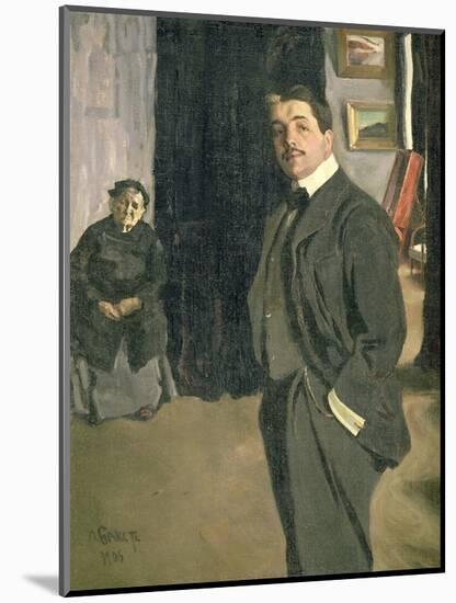 Portrait of Sergei Pavlovich Diaghilev with His Nurse, 1906-Leon Bakst-Mounted Giclee Print