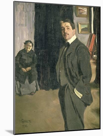 Portrait of Sergei Pavlovich Diaghilev with His Nurse, 1906-Leon Bakst-Mounted Giclee Print