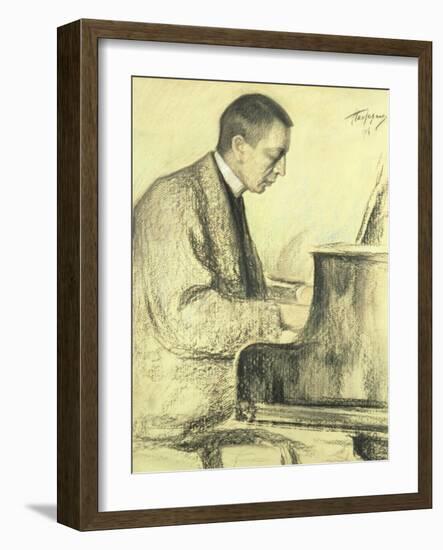 Portrait of Sergei Vasilievich Rachmaninov at the Piano, 1916-Leonid Osipovic Pasternak-Framed Giclee Print