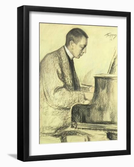 Portrait of Sergei Vasilievich Rachmaninov at the Piano, 1916-Leonid Osipovic Pasternak-Framed Giclee Print