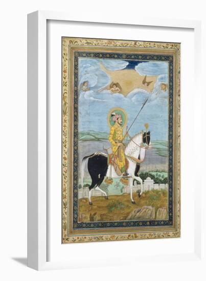 Portrait of Shah Jahan on Horseback-Indian School-Framed Giclee Print