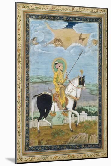 Portrait of Shah Jahan on Horseback-Indian School-Mounted Giclee Print