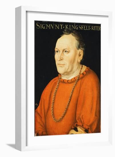 Portrait of Sigmunt Kingsfelt, Half-Length, Wearing a Red Costume-Lucas the Elder Cranach-Framed Giclee Print