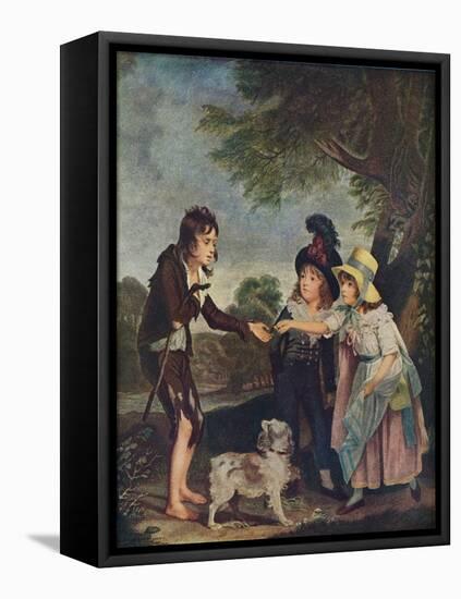 Portrait of Sir Francis Ford's Children Giving a Coin to a Beggar Boy, Exhibited 1793-Charles Wilkinson-Framed Stretched Canvas