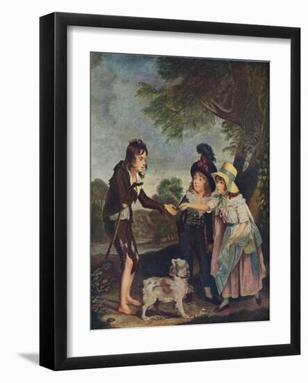 Portrait of Sir Francis Ford's Children Giving a Coin to a Beggar Boy, Exhibited 1793-Charles Wilkinson-Framed Giclee Print