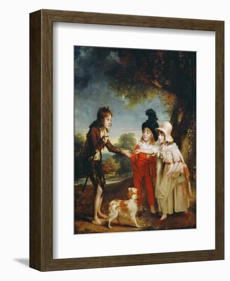 Portrait of Sir Francis Ford's Children Giving a Coin to a Beggar Boy-Sir William Beechey-Framed Giclee Print