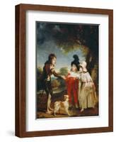 Portrait of Sir Francis Ford's Children Giving a Coin to a Beggar Boy-Sir William Beechey-Framed Giclee Print