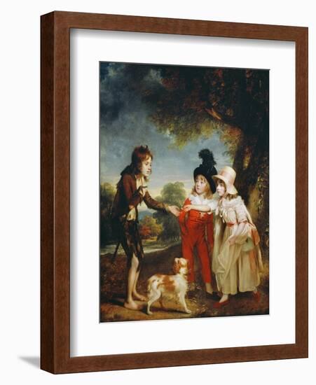 Portrait of Sir Francis Ford's Children Giving a Coin to a Beggar Boy-Sir William Beechey-Framed Giclee Print