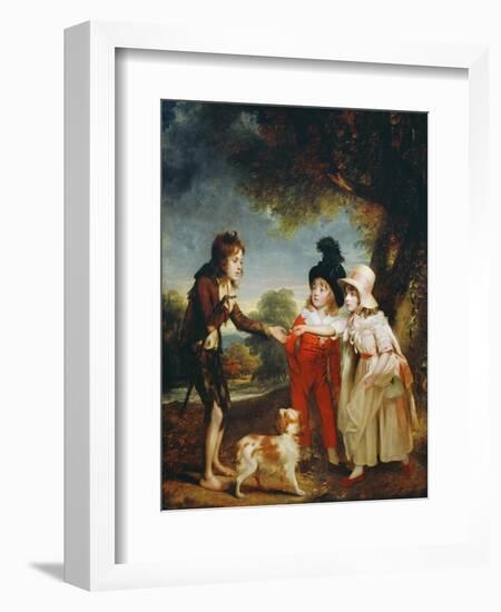 Portrait of Sir Francis Ford's Children Giving a Coin to a Beggar Boy-Sir William Beechey-Framed Giclee Print