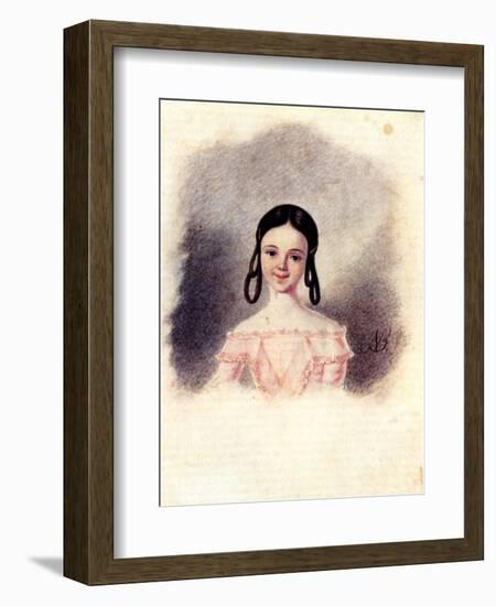 Portrait of Sofia Muravyova, Daughter of Decembrist Nikita Muravyov, 1833-1835-Nikolai Alexandrovich Bestuzhev-Framed Giclee Print