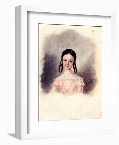 Portrait of Sofia Muravyova, Daughter of Decembrist Nikita Muravyov, 1833-1835-Nikolai Alexandrovich Bestuzhev-Framed Giclee Print