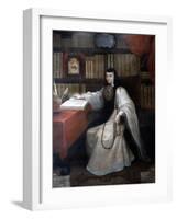 Portrait of Sor Juana Ines De La Cruz, 1750-Miguel Cabrera-Framed Giclee Print