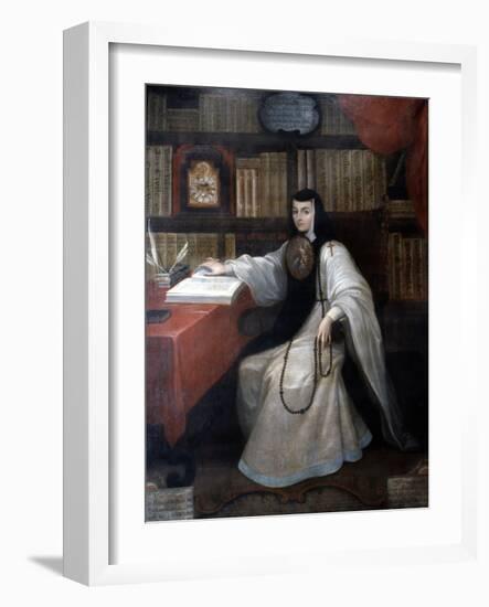 Portrait of Sor Juana Ines De La Cruz, 1750-Miguel Cabrera-Framed Giclee Print