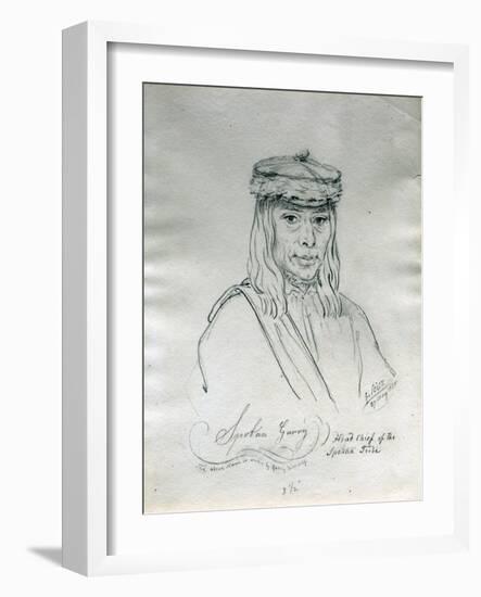Portrait of Spokan Garry Head Chief of the Spokan Tribe-Gustav Sohon-Framed Giclee Print