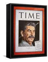 Portrait of Stalin on the Cover of 'Time' Magazine, 1945 (Colour Litho)-American-Framed Stretched Canvas