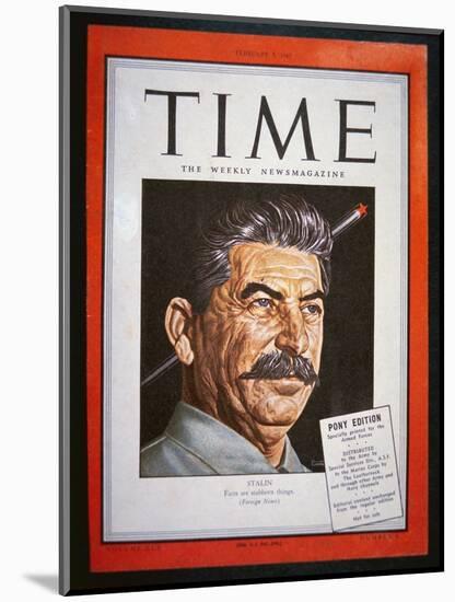 Portrait of Stalin on the Cover of 'Time' Magazine, 1945 (Colour Litho)-American-Mounted Giclee Print