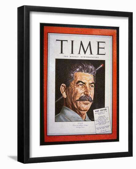 Portrait of Stalin on the Cover of 'Time' Magazine, 1945 (Colour Litho)-American-Framed Giclee Print