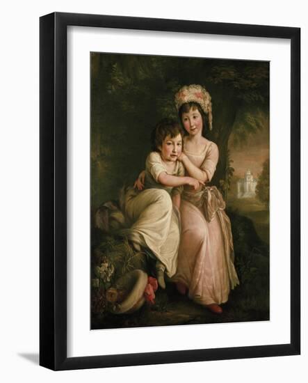 Portrait of Stephen Peter and Mary Anne Rigaud as Children-John Francis Rigaud-Framed Giclee Print