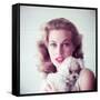 Portrait of Swedish Born Actress Anita Ekberg Holding Small Dog-Allan Grant-Framed Stretched Canvas