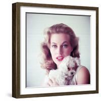 Portrait of Swedish Born Actress Anita Ekberg Holding Small Dog-Allan Grant-Framed Premium Photographic Print