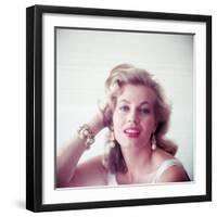 Portrait of Swedish-Born Actress Anita Ekberg with Ornate Bracelet and Earrings-Allan Grant-Framed Premium Photographic Print