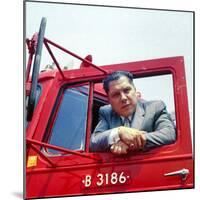 Portrait of Teamsters Union Pres. Jimmy Hoffa Leaning Out Window of Red Truck-Hank Walker-Mounted Premium Photographic Print