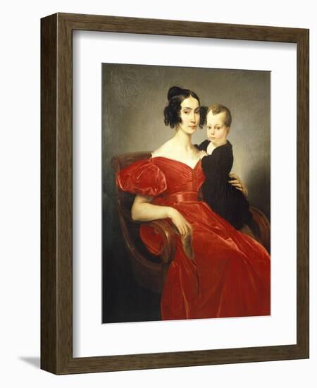 Portrait of Teresa Zumali Marsili with Her Son Giuseppe-Francesco Hayez-Framed Giclee Print