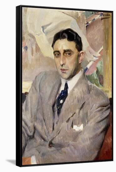 Portrait of the Actor, Ramon Pena, Half-Length, Wearing a Grey Suit-Joaquín Sorolla y Bastida-Framed Stretched Canvas