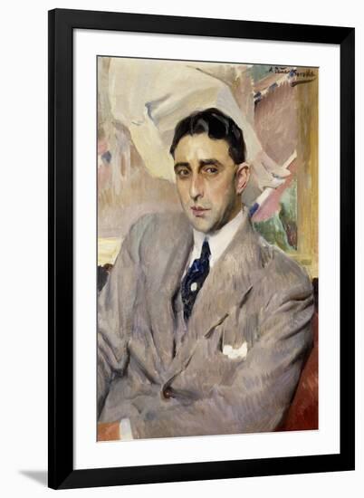 Portrait of the Actor, Ramon Pena, Half-Length, Wearing a Grey Suit-Joaquín Sorolla y Bastida-Framed Giclee Print