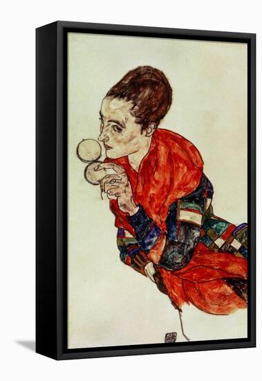 Portrait of the Actress Marga Boerner with Compact, 1917-Egon Schiele-Framed Stretched Canvas