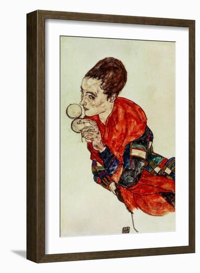 Portrait of the Actress Marga Boerner with Compact, 1917-Egon Schiele-Framed Giclee Print