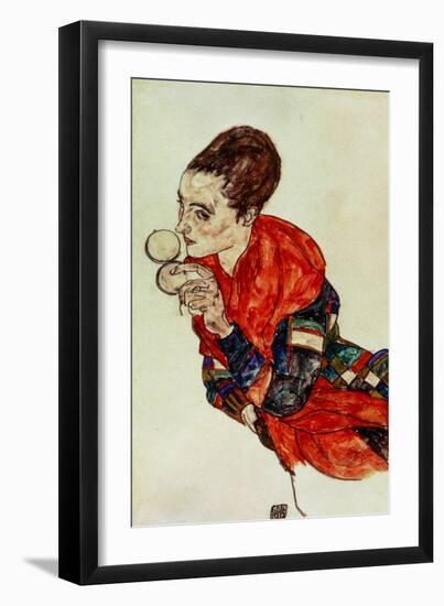 Portrait of the Actress Marga Boerner with Compact, 1917-Egon Schiele-Framed Giclee Print