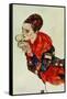 Portrait of the Actress Marga Boerner with Compact, 1917-Egon Schiele-Framed Stretched Canvas