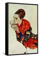 Portrait of the Actress Marga Boerner with Compact, 1917-Egon Schiele-Framed Stretched Canvas