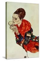 Portrait of the Actress Marga Boerner with Compact, 1917-Egon Schiele-Stretched Canvas