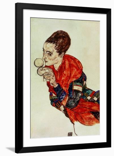 Portrait of the Actress Marga Boerner with Compact, 1917-Egon Schiele-Framed Giclee Print