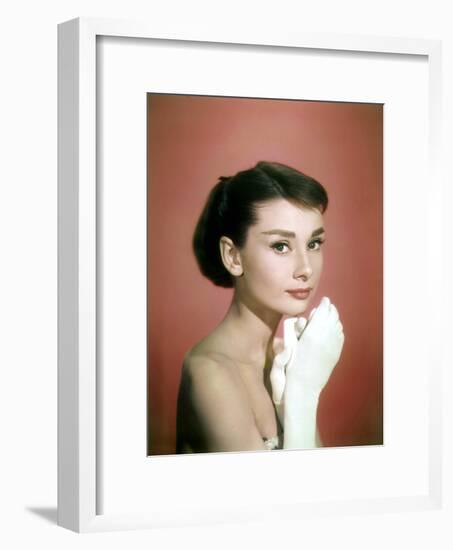 Portrait of the American Actress Audrey Hepburn, Photo for Promotion of Film Sabrina, 1954-null-Framed Photo