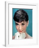 Portrait of the American Actress Audrey Hepburn, Photo for Promotion of Film Sabrina, 1954-null-Framed Photo