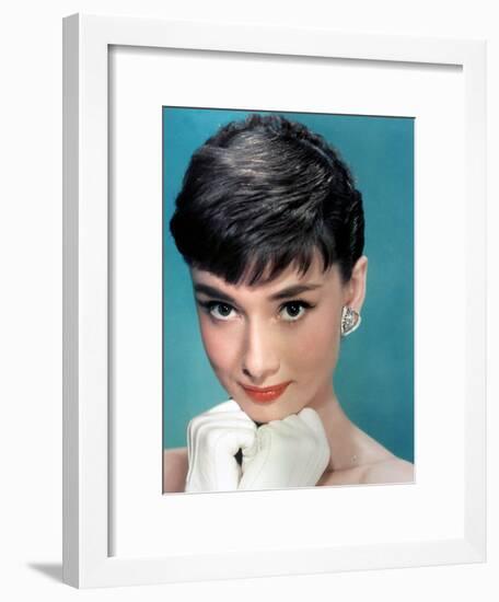 Portrait of the American Actress Audrey Hepburn, Photo for Promotion of Film Sabrina, 1954-null-Framed Photo