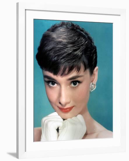 Portrait of the American Actress Audrey Hepburn, Photo for Promotion of Film Sabrina, 1954-null-Framed Photo