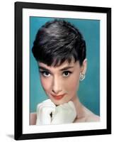 Portrait of the American Actress Audrey Hepburn, Photo for Promotion of Film Sabrina, 1954-null-Framed Photo