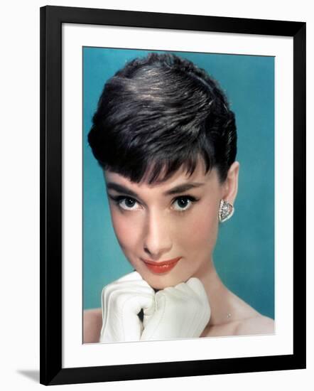 Portrait of the American Actress Audrey Hepburn, Photo for Promotion of Film Sabrina, 1954-null-Framed Photo