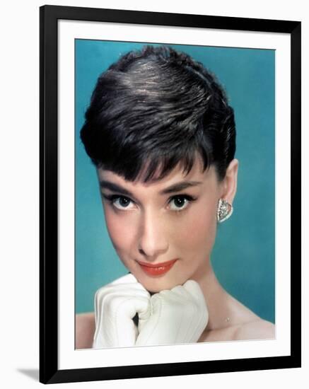 Portrait of the American Actress Audrey Hepburn, Photo for Promotion of Film Sabrina, 1954-null-Framed Photo