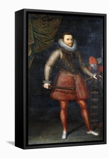 Portrait of the Archduke Albert, Standing Full-Length Holding a Baton, 1593-Alonso Sanchez Coello-Framed Stretched Canvas