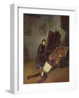 Portrait of the Artist at His Easel in His Studio-Gerrit Dou-Framed Giclee Print