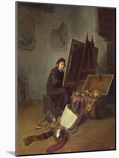 Portrait of the Artist at His Easel in His Studio-Gerrit Dou-Mounted Giclee Print