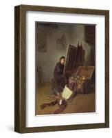 Portrait of the Artist at His Easel in His Studio-Gerrit Dou-Framed Giclee Print
