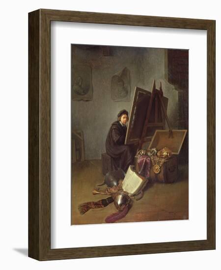 Portrait of the Artist at His Easel in His Studio-Gerrit Dou-Framed Giclee Print