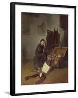 Portrait of the Artist at His Easel in His Studio-Gerrit Dou-Framed Giclee Print