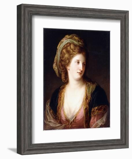 Portrait of the Artist, Bust Length, Wearing a Pink Dress and a Gold Embroidered Blue Robe, 1767-Angelica Kauffmann-Framed Giclee Print